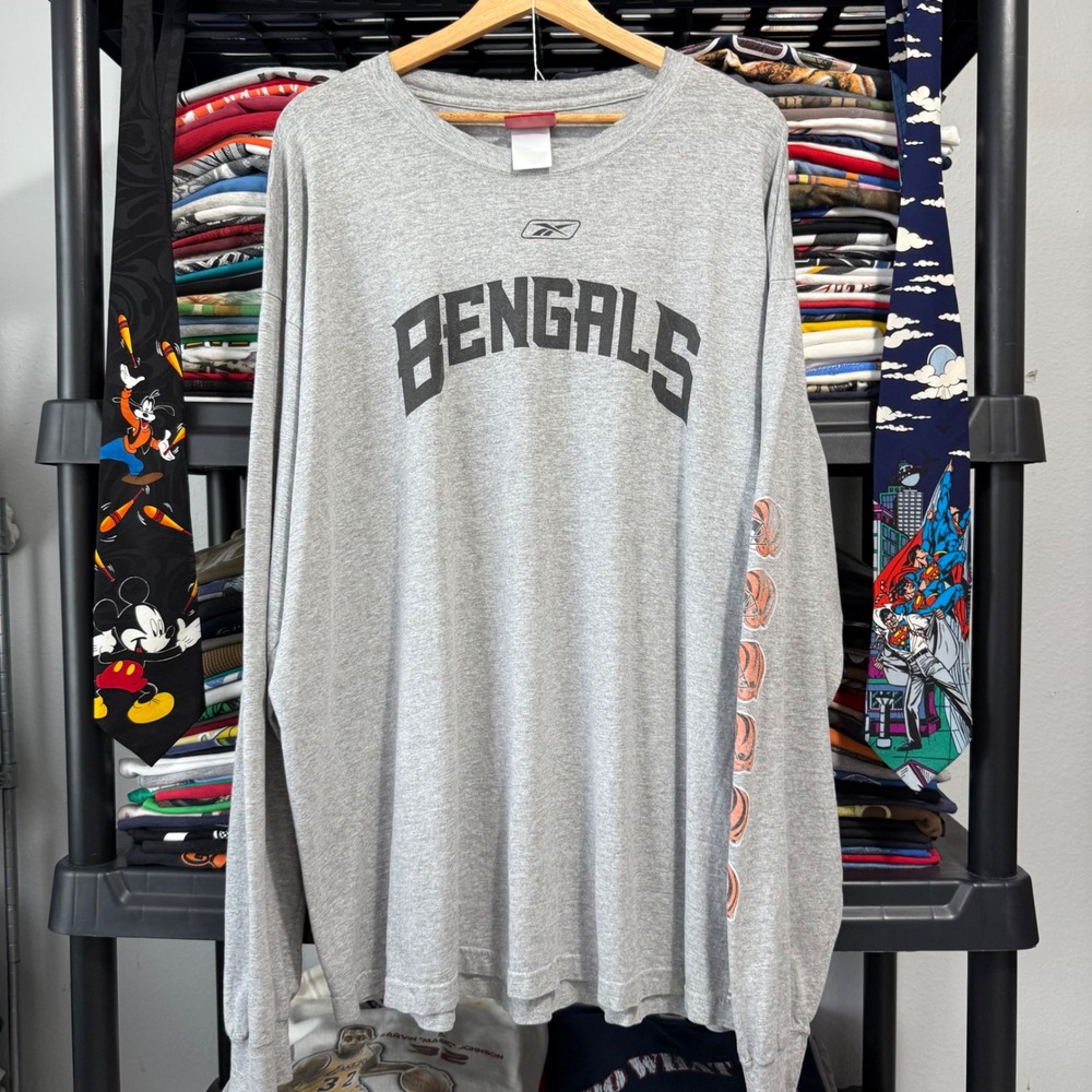 Y2K Gray Reebok Cincinnati Bengals Long Sleeve Shirt XXL Light Marks